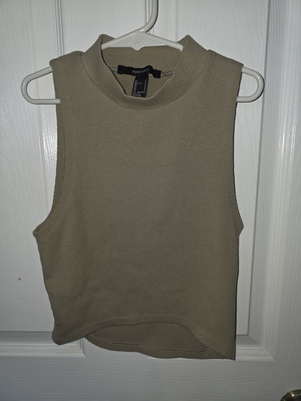 Forever 21 Olive Taupe Ribbed Mock Neck Sleeveless Tank